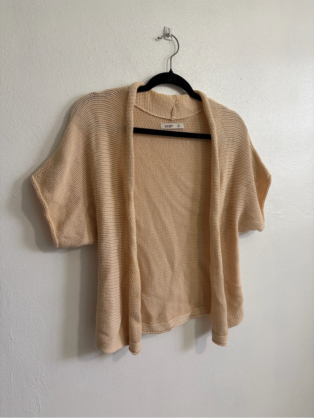 Light Beige Open-Front Knit Sweater Cardigan